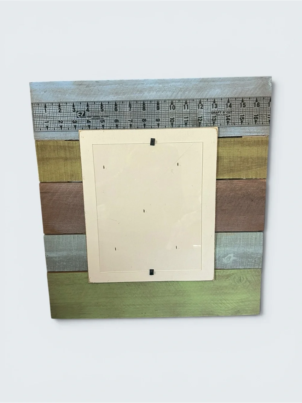 Multi-Tone Rustic Slat Wood Picture Frame - Green, Blue, Brown